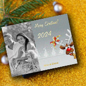 Carte Postale De Vacances En Aluminium Photo monochrome de Noël Rudolph