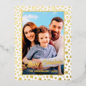 Carte Postale De Vacances En Aluminium Photo personnalisée Joyeux Noël élégantes étoiles (Recto)