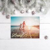 Carte Postale De Vacances En Aluminium Photo Retro Script Happy Hanoukka