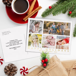 Carte Postale De Vacances En Aluminium Photos Collage Happy Holidays Simple Classy Real