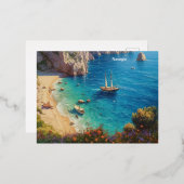 Carte Postale De Vacances En Aluminium Plage en Grèce (Recto/Verso)