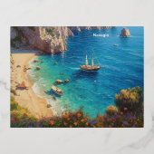 Carte Postale De Vacances En Aluminium Plage en Grèce (Recto)