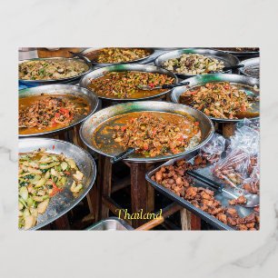 Carte Postale De Vacances En Aluminium Plateaux de cuisine thaïlandaise épicée