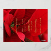 Carte Postale De Vacances En Aluminium Poinsettia Gold Foil Script Joyeuse fête de Noël (Verso)