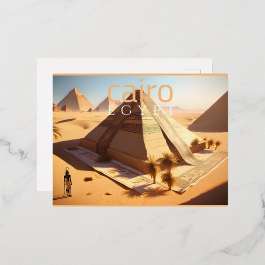 Carte Postale De Vacances En Aluminium Pyramides du Caire (Recto/Verso)