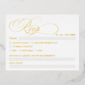 Carte Postale De Vacances En Aluminium Real foil blanc calligraphie chic mariage rsvp (Recto)