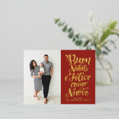 Carte Postale De Vacances En Aluminium Red Buon Natale Calligraphie (Debout devant)