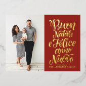 Carte Postale De Vacances En Aluminium Red Buon Natale Calligraphie (Recto)