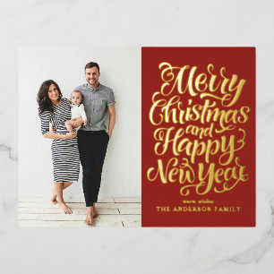 Carte Postale De Vacances En Aluminium Red Joyeux Noël et Bonne Année Photo
