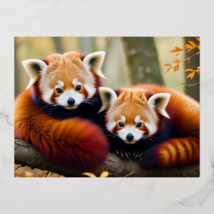 Carte Postale De Vacances En Aluminium Red Panda Animal Nature Faune Affection Soin