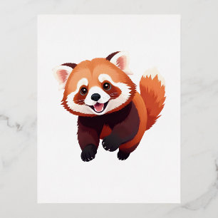 Carte Postale De Vacances En Aluminium Red Panda Joyeux Joueur Fun Jumping Dans La Joie D