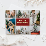 Carte Postale De Vacances En Aluminium Red Retro Joyeux Noël Photo Collage<br><div class="desc">Joyeux Noël! Envoyez vos salutations de vacances à votre famille et à vos amis avec cette carte postale de Noël personnalisable. Il est doté d'une typographie rétro et d'un modèle de montage photo. Personnalisez ce collage photo carte postale de Noël en ajoutant vos détails. Cette carte postale de Noël en...</div>