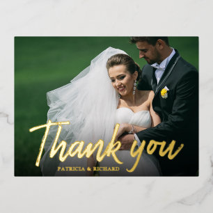 Carte Postale De Vacances En Aluminium Remerciements de mariage Photo Calligraphie élégan
