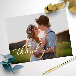 Carte Postale De Vacances En Aluminium Remerciements De Mariage Photo Chic Calligraphie