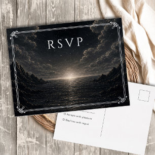Carte Postale De Vacances En Aluminium Réponse pour mariage Lune Étoile Feuille d'Argent 