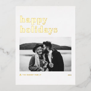 Carte Postale De Vacances En Aluminium Retro Bold Typographie Happy Holidays Photo