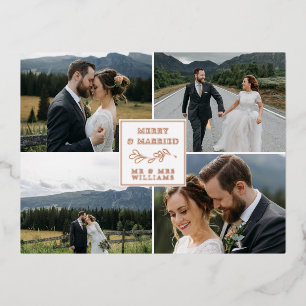 Carte Postale De Vacances En Aluminium Rose Gold Mistletoe Joyeux Noël marié