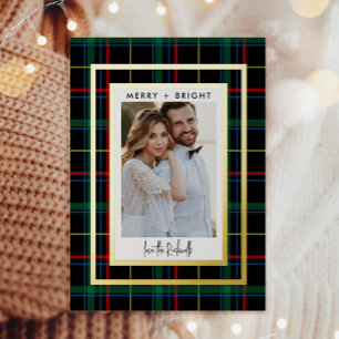 Carte Postale De Vacances En Aluminium Rouge classique + Vert Plaid 1 Photo Real