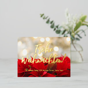 Carte Postale De Vacances En Aluminium Rouge Poinsettia Allemand Christmas Frohe Weihnach