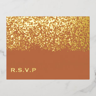 Carte Postale De Vacances En Aluminium RSVP de mariage en terre cuite et feuille d'or