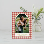 Carte Postale De Vacances En Aluminium Rustique Rouge En vichy Arc Photo moderne Noël (Debout devant)