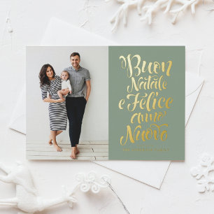 Carte Postale De Vacances En Aluminium Sage Green Buon Natale Calligraphie