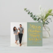 Carte Postale De Vacances En Aluminium Sage Green Joyeux Noël Calligraphie (Debout devant)