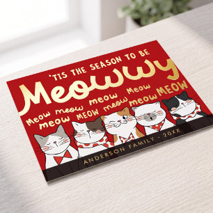Carte Postale De Vacances En Aluminium Saison être Meowwy Funny Cute Cats Caroling