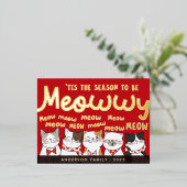 Carte Postale De Vacances En Aluminium Saison être Meowwy Funny Cute Cats Caroling (Debout devant)