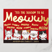 Carte Postale De Vacances En Aluminium Saison être Meowwy Funny Cute Cats Caroling (Recto)
