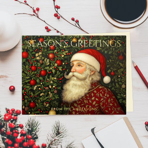 Carte Postale De Vacances En Aluminium Saisons vintages Salutation Arbre de Noël Père Noë