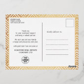 Carte Postale De Vacances En Aluminium Salutation d'entreprise Élégant Gold Script Busine (Verso)