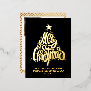 Carte Postale De Vacances En Aluminium Salutation d'entreprise Élégant Gold Script Busine