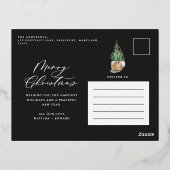 Carte Postale De Vacances En Aluminium Script élégant de photo de feuillage minimal moder (Verso)