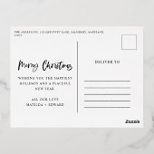 Carte Postale De Vacances En Aluminium script joyeux noël photo (Verso)