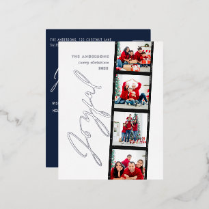 Carte Postale De Vacances En Aluminium Script minimal moderne multi photo noël rétro