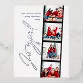 Carte Postale De Vacances En Aluminium Script minimal moderne multi photo noël rétro (Recto)