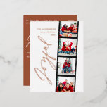 Carte Postale De Vacances En Aluminium Script minimal moderne multi photo noël rouille<br><div class="desc">Script minimal moderne multi photo de Noël rouille en terre cuite design rétro. Elégant design or réel,  argent et doré rose.</div>