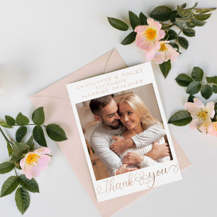 Carte Postale De Vacances En Aluminium Script minimaliste Merci Mariage personnalisé