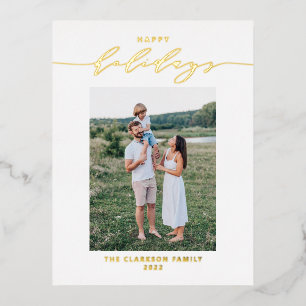 Carte Postale De Vacances En Aluminium Script moderne et élégant Happy Holidays Photo