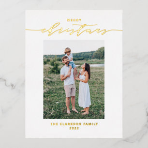 Carte Postale De Vacances En Aluminium Script moderne et élégant Joyeux Noël Photo