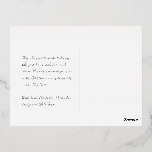 Carte Postale De Vacances En Aluminium Script moderne Joyeux Noël (Verso)