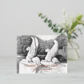 Carte Postale De Vacances En Aluminium Sculpture de griffons monochrome (Debout devant)