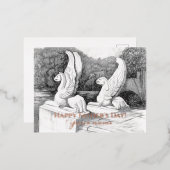 Carte Postale De Vacances En Aluminium Sculpture de griffons monochrome (Recto/Verso)