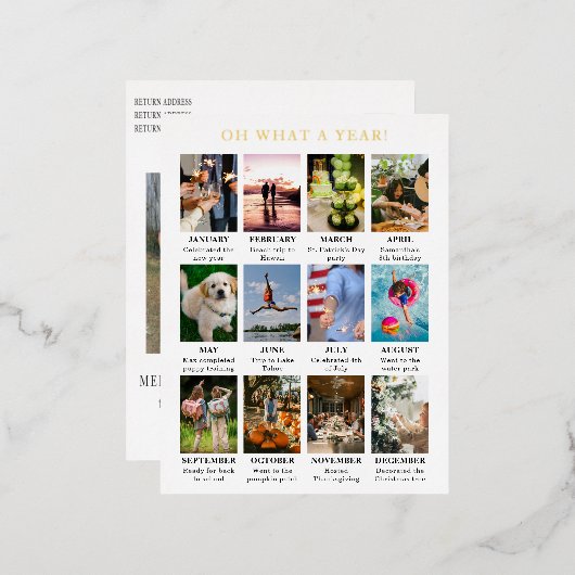 Carte Postale De Vacances En Aluminium Simple année d'examen Photo moderne Noël (Recto/Verso)