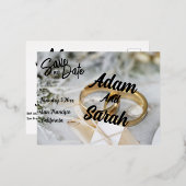 Carte Postale De Vacances En Aluminium Simple Modern Script Mariage Enregistrer notre dat (Recto/Verso)