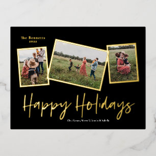 Carte Postale De Vacances En Aluminium Simple Script Joyeuses Fêtes 3 Collage de photos O