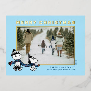 Carte Postale De Vacances En Aluminium Snoopy & Charlie Winter Scarf Photo de Noël