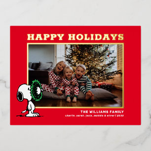 Carte Postale De Vacances En Aluminium Snoopy Christmas Family Photo