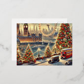 Carte Postale De Vacances En Aluminium Snowy Big Ben & Festive London Skyline (Recto/Verso)